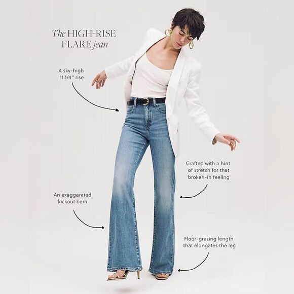 NWT J CREW High-rise flare jean in “Lexi Kay Wash” medium wash - Picture 6 of 8